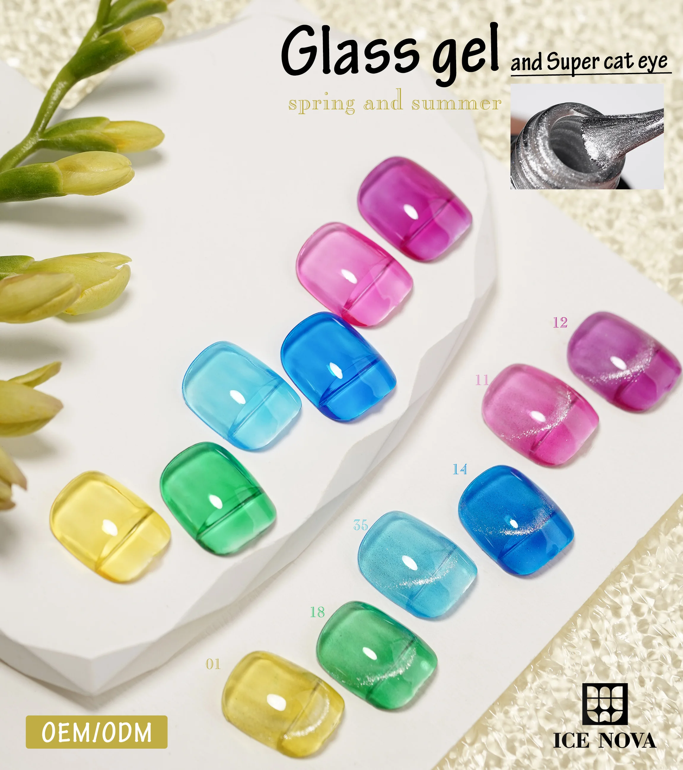 ICE NOVA Glass Gel 2024 New 15ml Super Shiny Non Wipe Soak Off UV LED Gel Nail Polish Top Coat For Nail Art