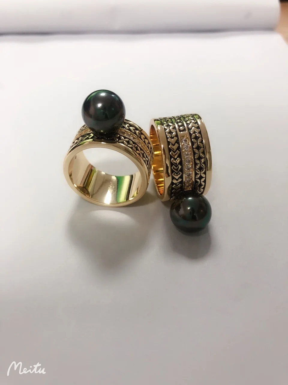 Customized Bohemian 18k Gold Plated Samoan Tribal Hawaiian Pearl Ring Jewelry for unisex