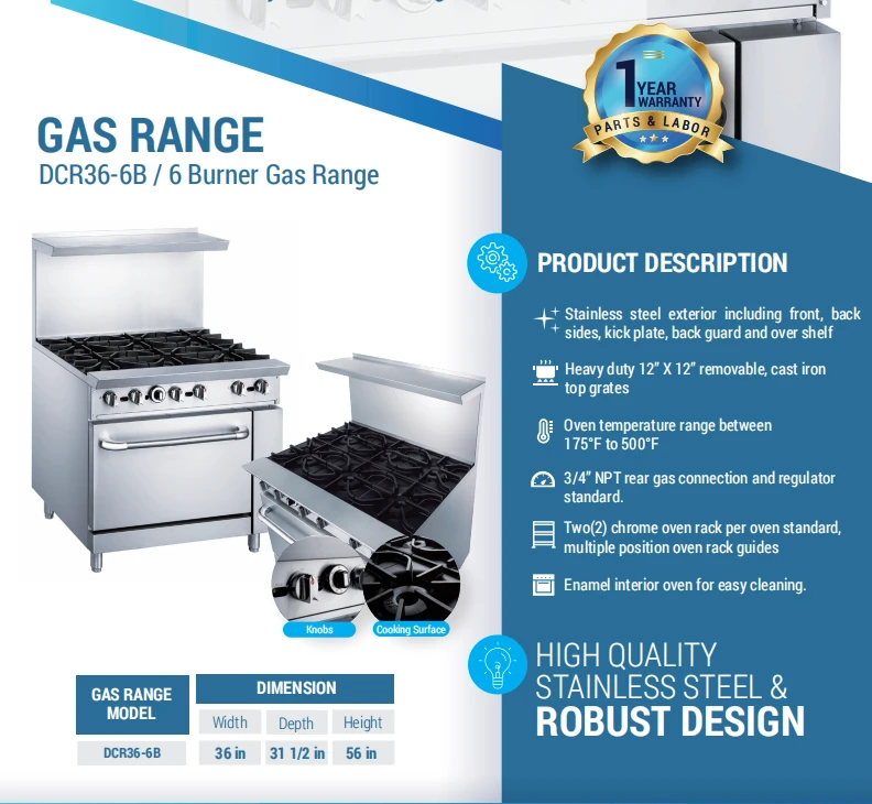 Hot Plate with Oven Stainless Steel Equipment Combined Gas Oven With ETL Certificate Approval USA Market Distributor Price