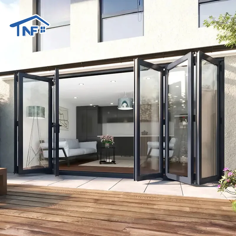 NF американская распродажа сертификат NFRC алюминиевая двойная дверь стеклянная складные двери для патио