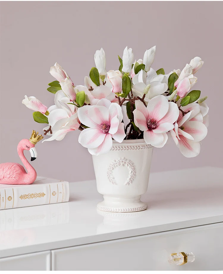 Factory direct sell artificial flowers branch single stem real touch silk flower magnolia for centerpieces arrangements
