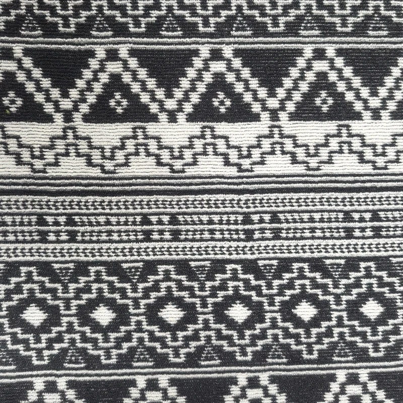 Factory custom pattern 213gsm 100%polyester black terry towel jacquard fabric for coat,sweater