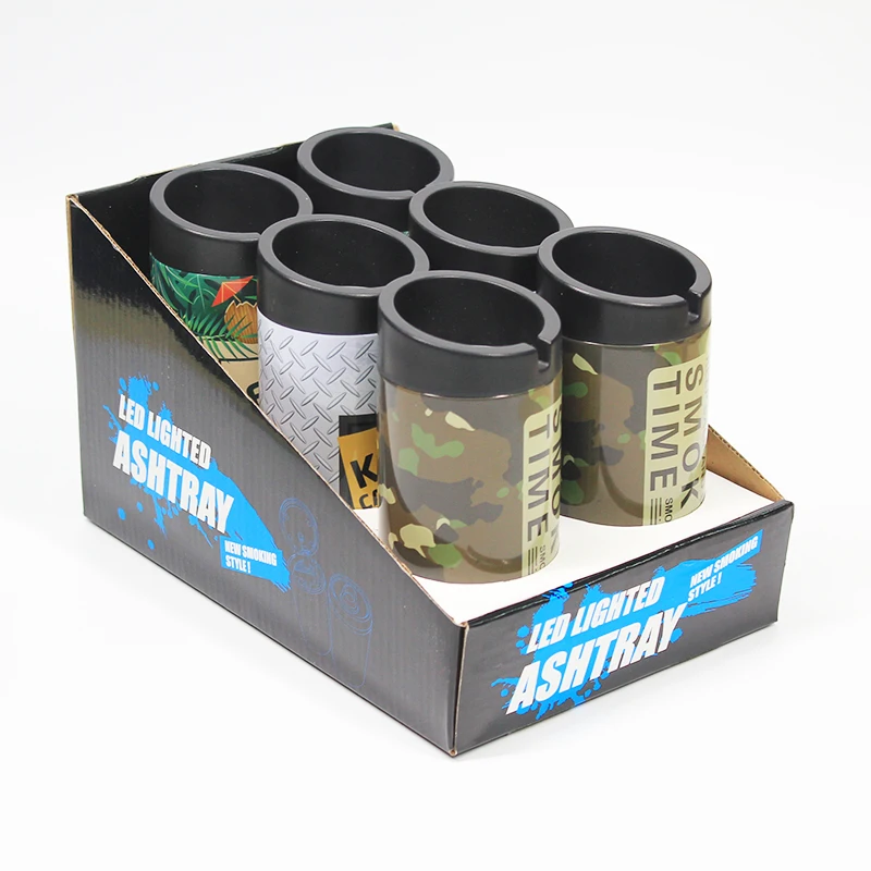 UKETA custom logo slope shaped heat resistant tin ashtray cup holder windproof ashtray for car