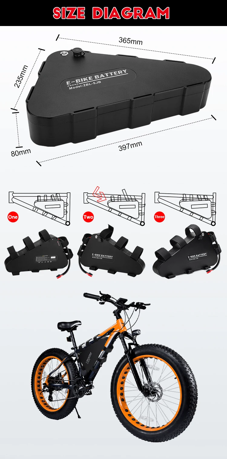 
Triangle 48volt 20ah battery pack 1000w ion lithium battery electric bicycle 