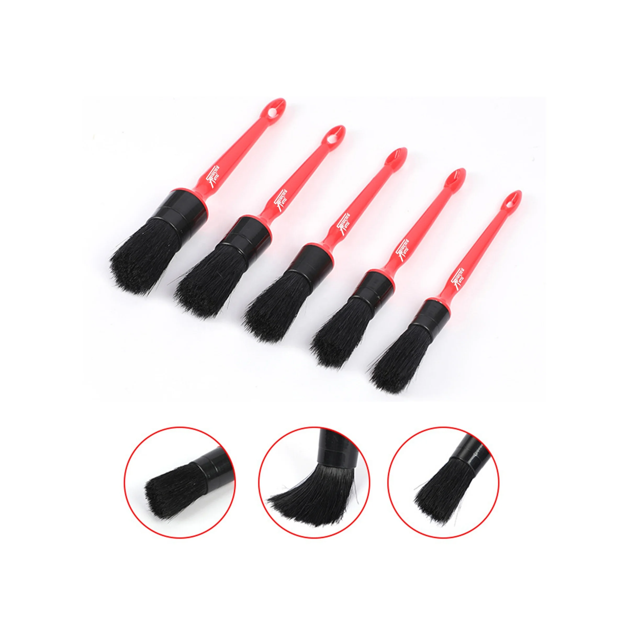 Selected Auto premium hog hair detailing brush kit customized air vent interior cleaning brush set 5pcs car wash brush combo OEM