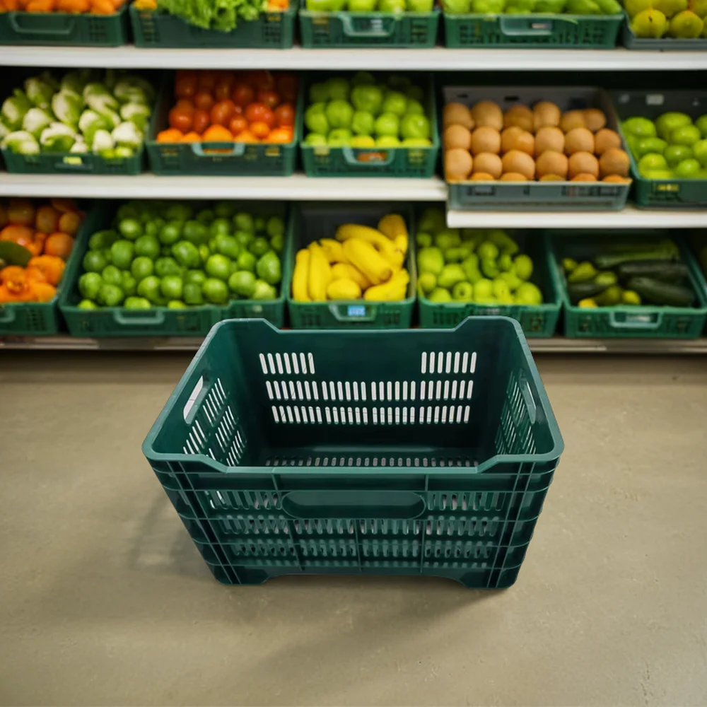 Plastic Crates used for vegetable and fruit  Mesh Plastic Crates Storage Turnover Box Recyclable Container Made from HDPE