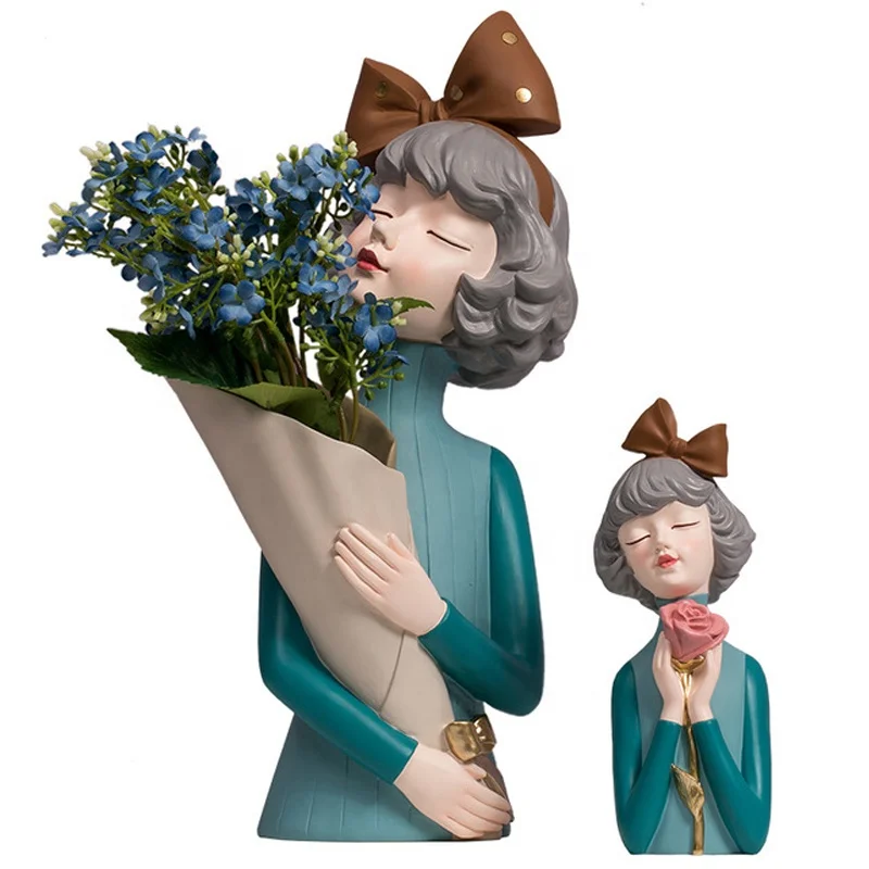 Ваза с вырезами для девочек статуэтки скульптура статуэтка в скандинавском стиле современный полимерный бант девушек поднос фруктов настольное