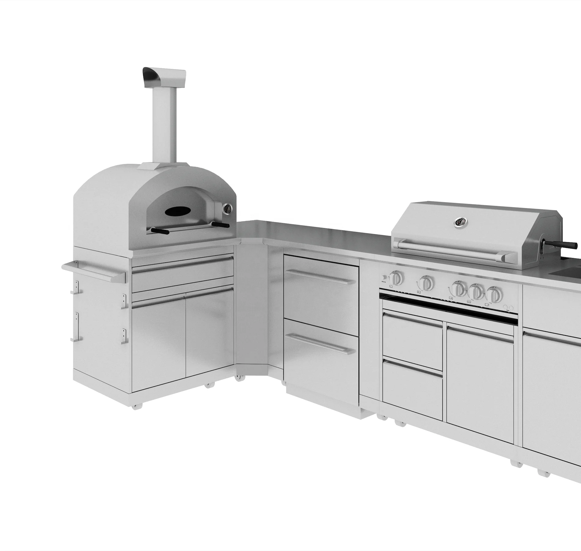 stainless steel or color outdoor kitchen portable bbq grill