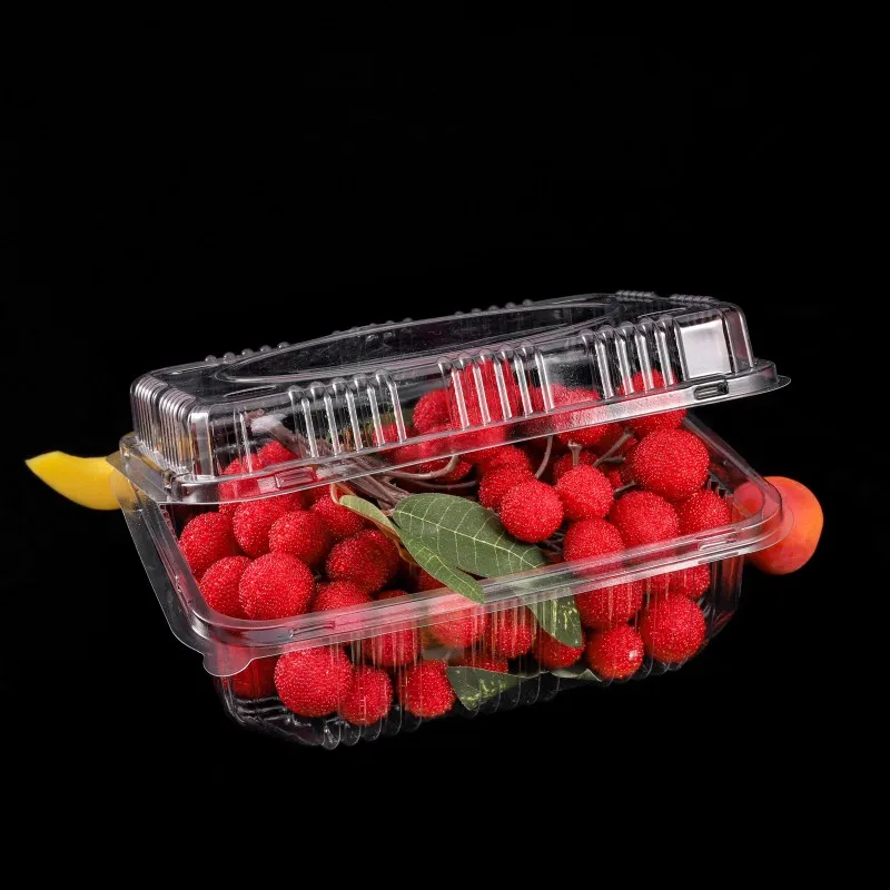 Fruit Lettuce Vegetable Hinged Plastic Packaging Container Food Safe PET Blister Transparent Plastic Clamshell Packaging Box