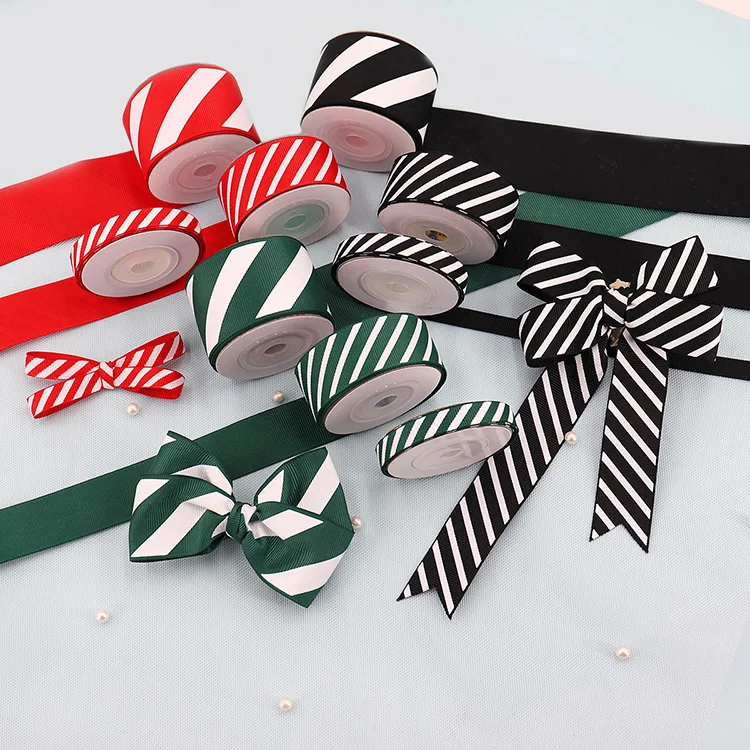 Hot Sale Diagonal Stripe Thread Carnival Gift Box Packaging Festive Decoration Christmas Ribbon