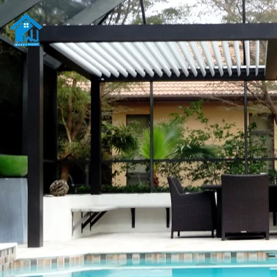 12 Feet Depth 17 Feet Wide 10 Feet High Louver Waterproof Customized Pergola with Manual Open Close