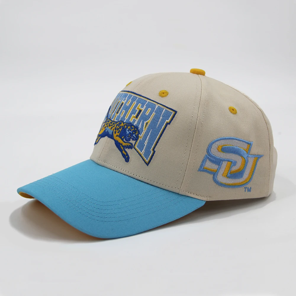 Factory Low Profit High Quality Two Tone Embroidery Custom Logo Hat 6-Panel Sport Snapback Cotton Baseball Caps