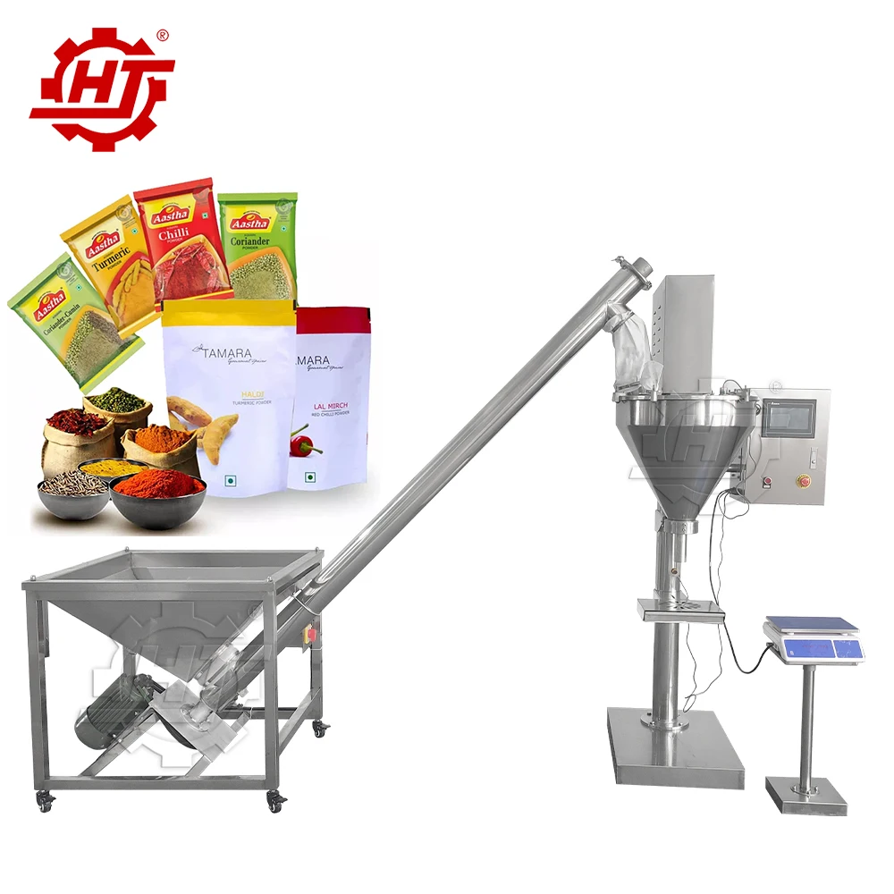 Semi Automatic Milk Dry Flour Coffee  Masala Spice Powder Packing Machine Screw Auger Filling Packaging Machine for Bag Jar
