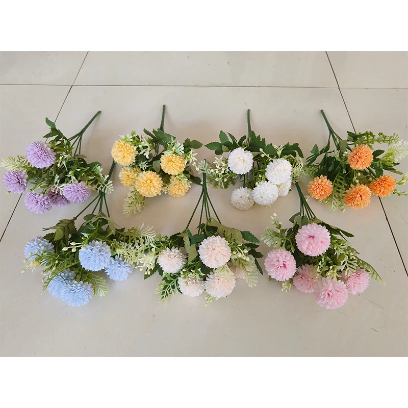 YIWAN wholesale spring 5 headed chrysanthemum silk flower for wedding decoration dahlia Chrysanthemum in the composite family