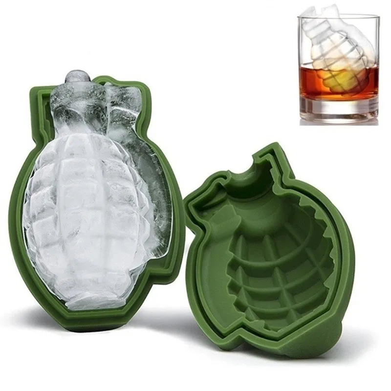 3D Grenade Shape Ice Cube Mold Ice Cream Maker Party Bar Drinks Silicone Trays Molds Kitchen Bar Tool
