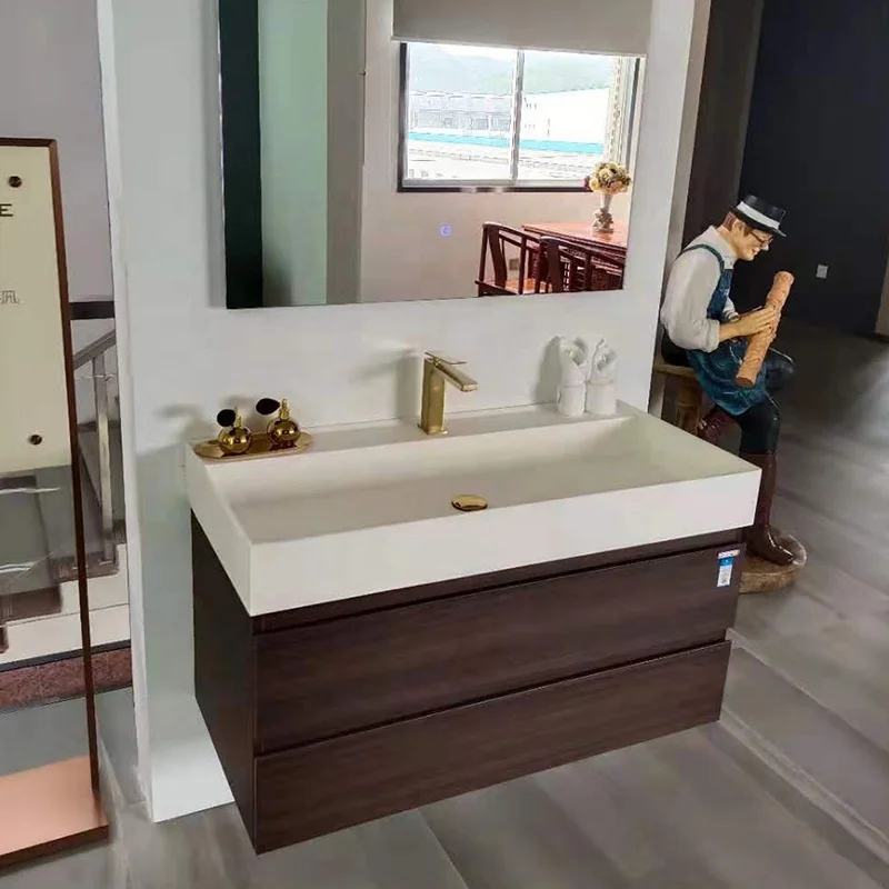 
36 in Italian design real solid wood modern floating bathroom vanity with sink 36 inch wall-mounted bathroom furniture 