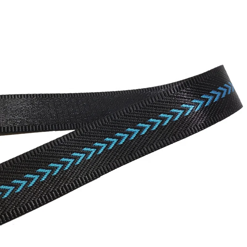 fake nylon webbing strap heart pattern baby blue backpack strap 1.5 inch