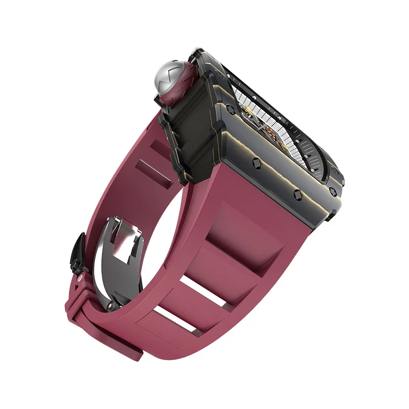 2024 high quality Warrior 42mm carbon fiber Tonneau Holiday Gifts skeleton automatic wrist mechanical mens watch wrist watch men