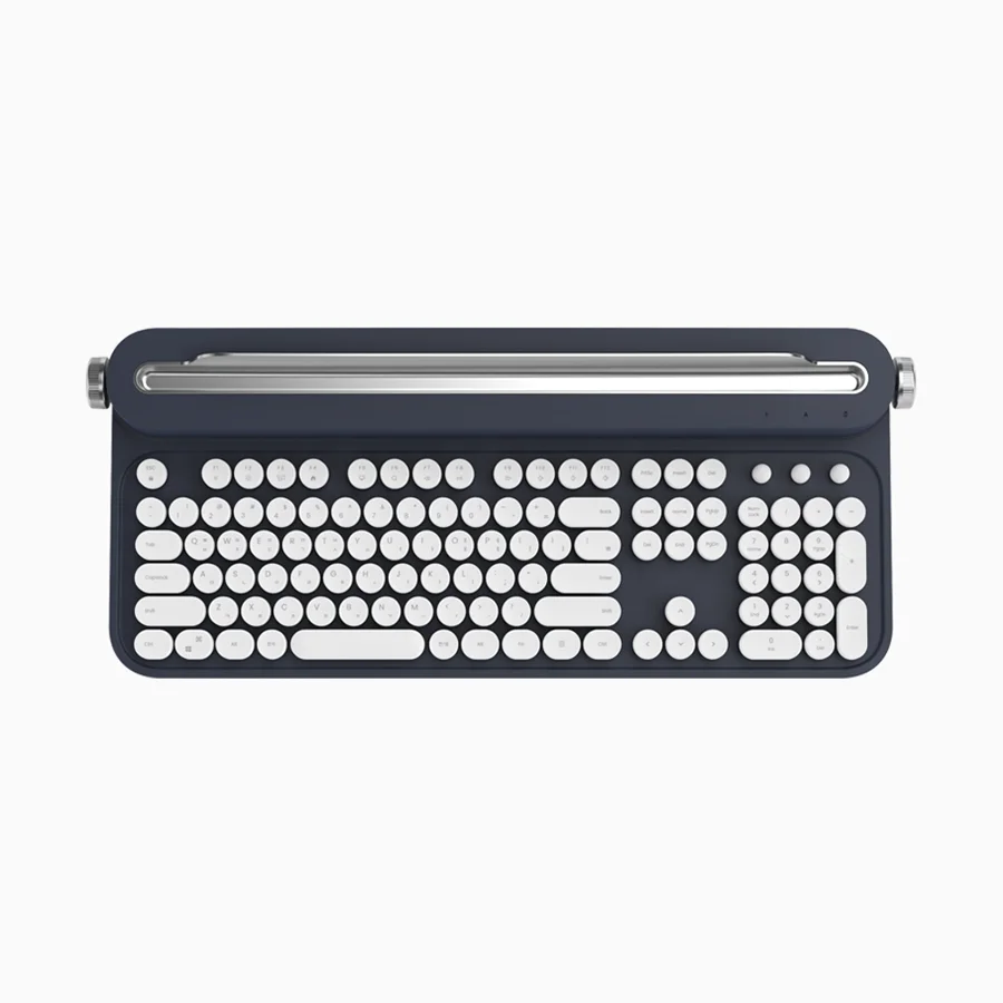 2021 New design  retro wireless BT keyboard with cradle ergonomic external BT keyboard with stand 106 keys W505