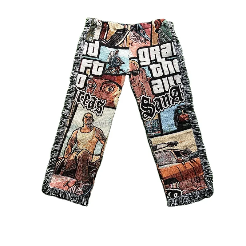 Streetwear Custom mens Tapestry pants Plus Size trousers cargo pants Mens Jacquard blanket sweatpants tapestri pants