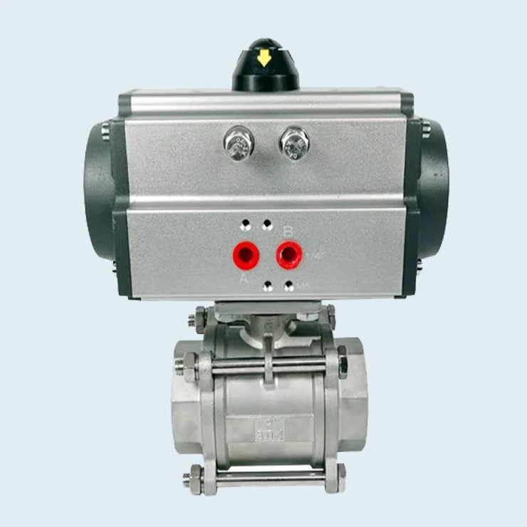 China Made 2 Inch Stainless Steel Pneumatic Water 3 Way Ball Valve