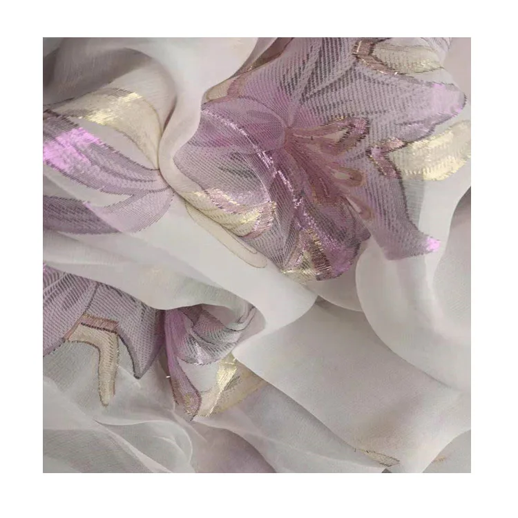 Source Factory Wholesale Metal Wire Pure Silk Mulberry China Chiffon Fabric