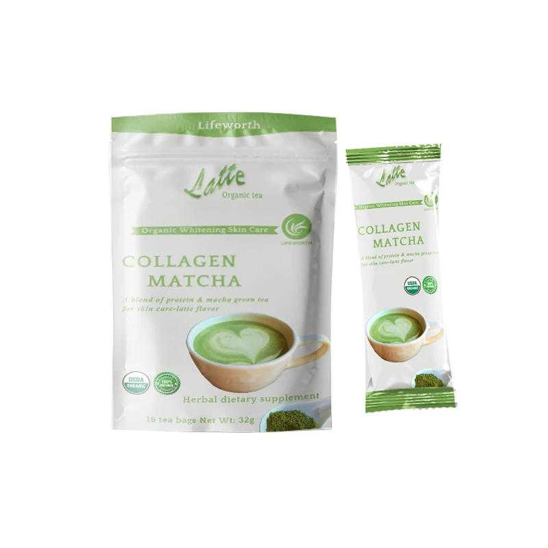 LIFEWORTH Factory Private Label Collagen Green Tea Matcha Powder Organic