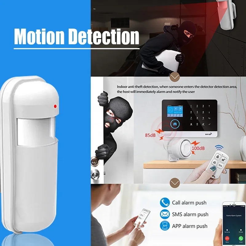 PGST Wireless Passive Infrared PIR Detector Motion Anti-high Frequency Interference Infrared Motion Sensor Burglar Alarm System