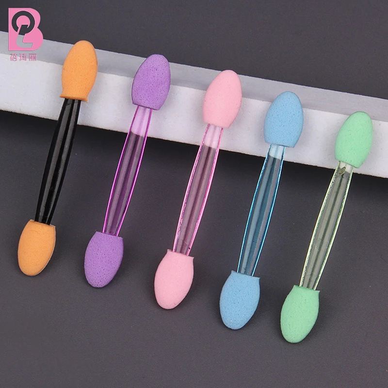 Beiqili 120PCS Pack Disposable Eyeshadow Brush Sponge Tipped Oval Tool Dual Sides Makeup Cosmetic Eye Shadow Applicator