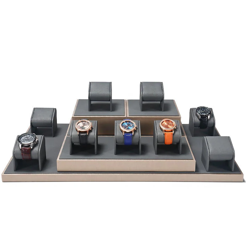 Custom Luxury Watch Window Display Expositores De Reloj Watchstand Watch Display Stand Set For Shop