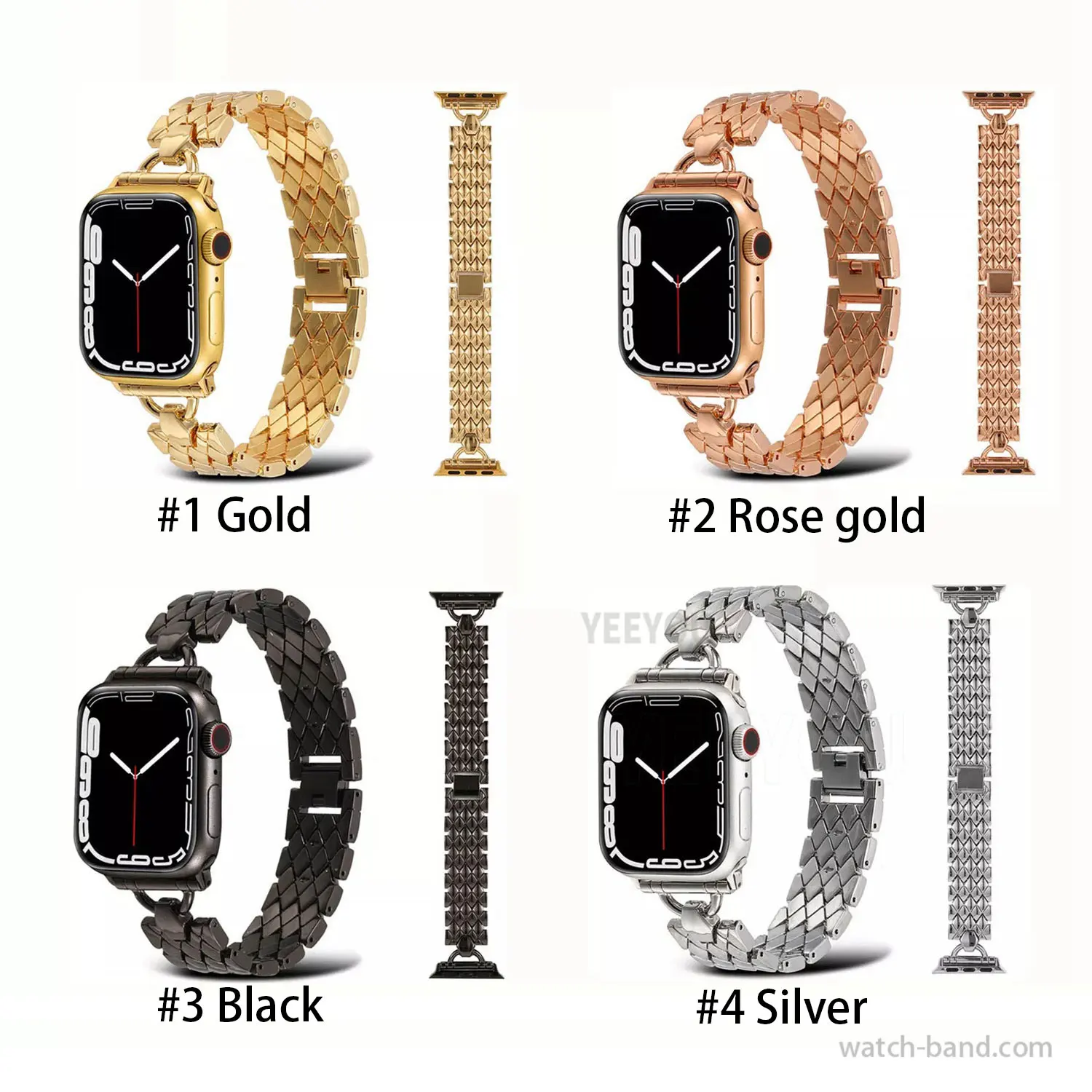 Luxury D-Link Stainless Steel Watch Band 49mm Metal Wrist Strap for iWatch 7 6 5 4 SE 3