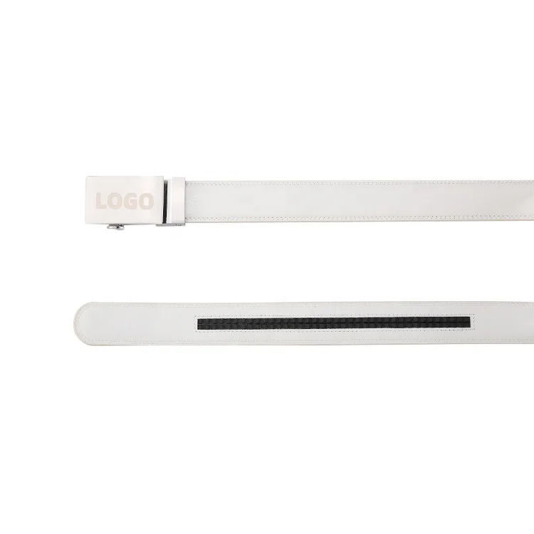 Custom Logo Fashion Men Fashion White Automatic Genuine Leather Belts Adjustable Casual Golf White Cowboy Top Grain Leather Belt