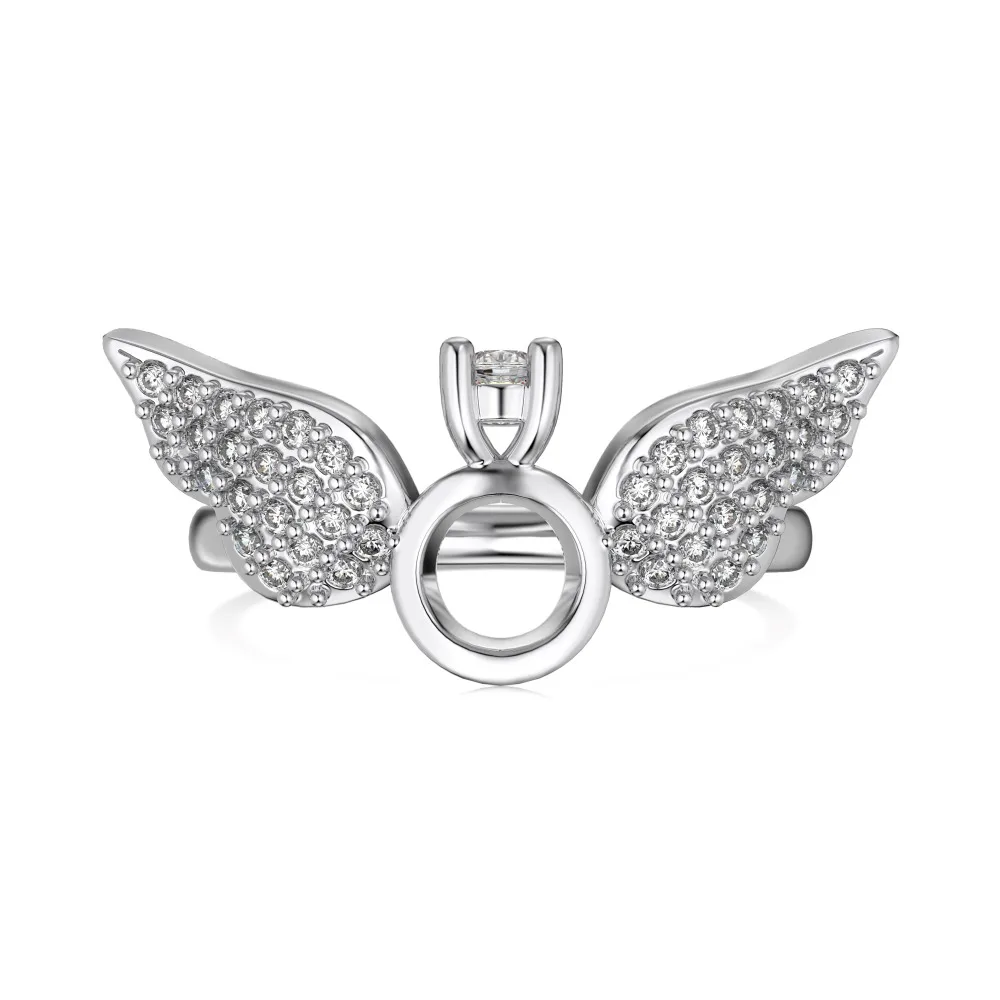 Dylam Exclusive Design Collection 925 Sterling Silver Rhodium Plated Women Wings Crown Shape 5A Cubic Zirconia Jewelry Rings