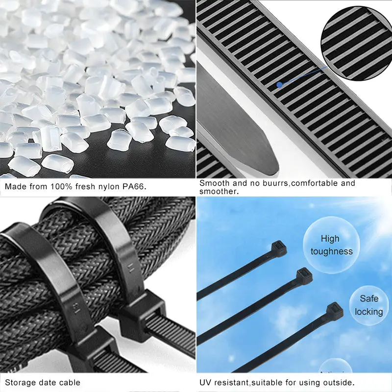 High Quality  Tie Wrap Nylon Cable Zip Ties White/Black