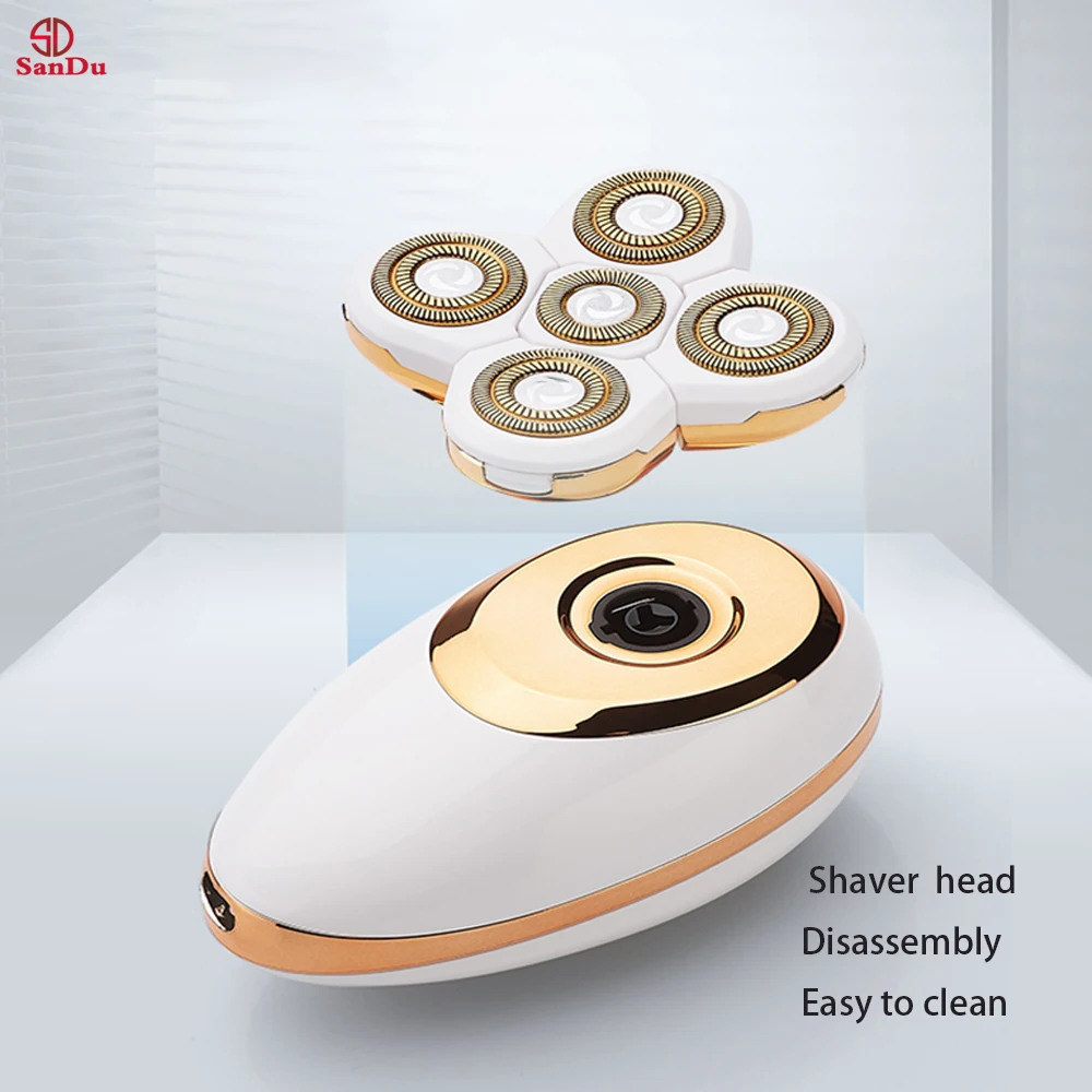 
Digit display Rotary Razor Beard Nose Hair Trimmer Face USB charging5 Shaver Heads LED Electric Shaver Razor for Men 