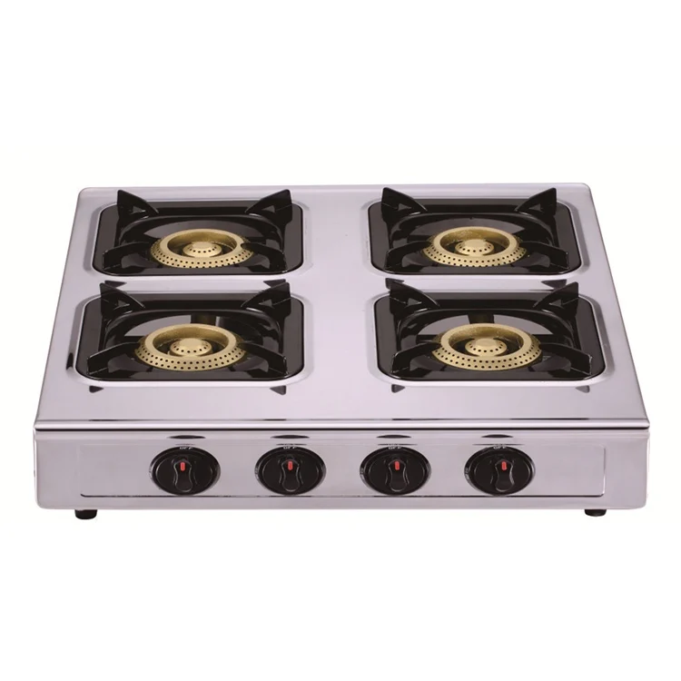 4 Burner with Brass Burners Stainless Steel Table Gas Cooker Gas Cook Top