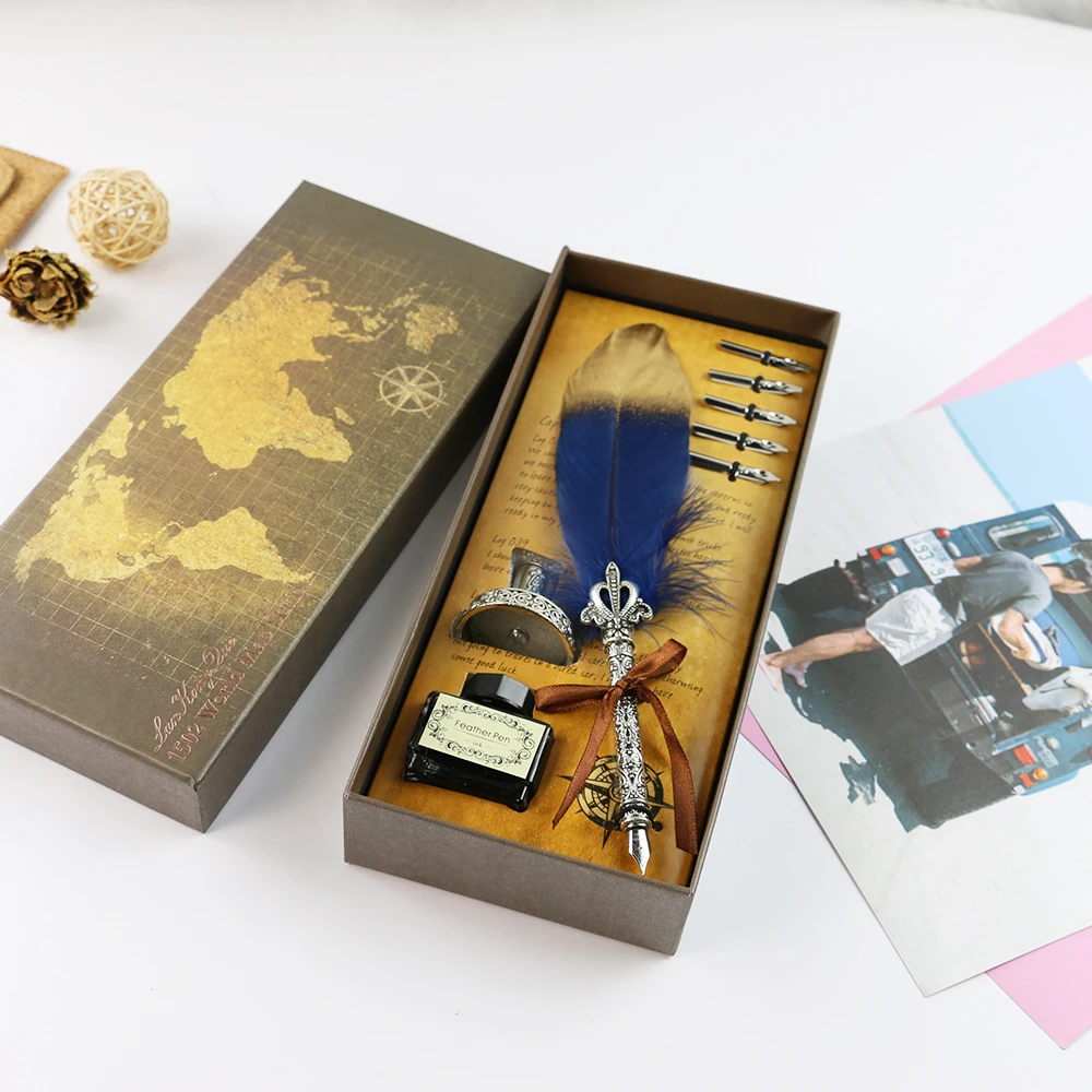 2022 Hot selling Feather Foil Feather For Sale And Ink Set Refills9550 Quill Pen