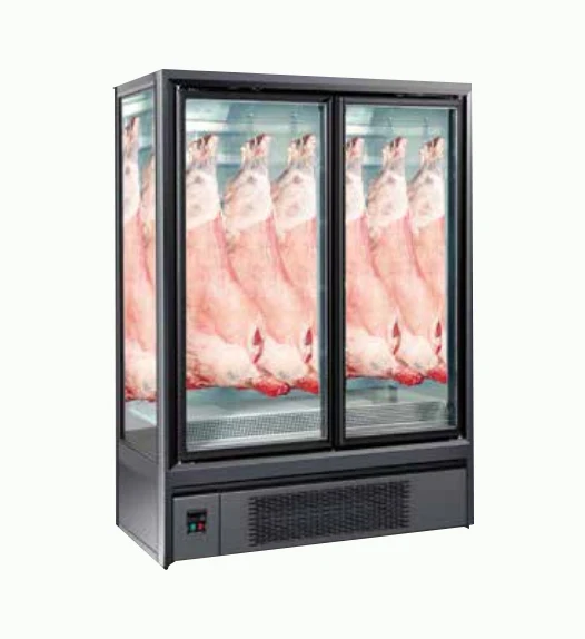 Мясо висит дисплей двойной стеклянной двери холодильник охладитель