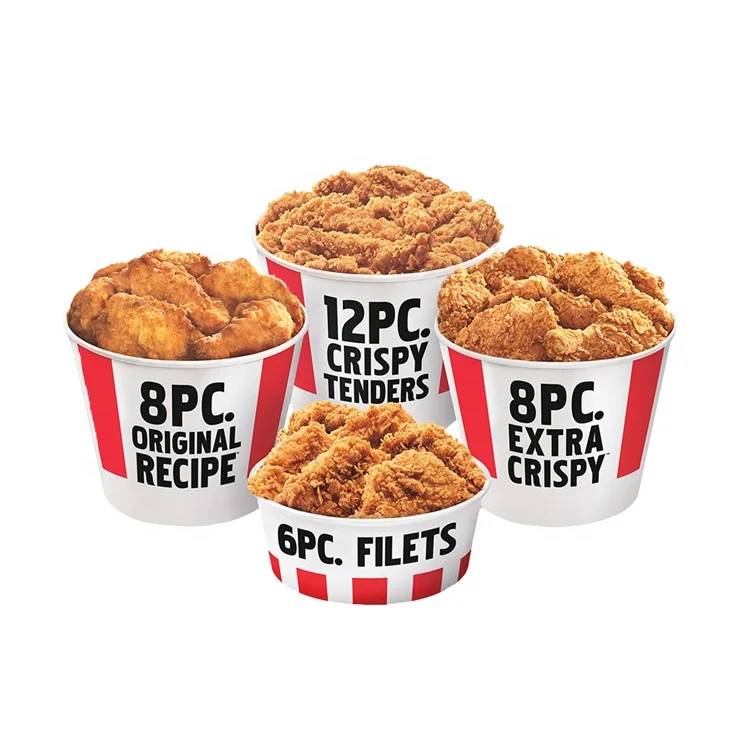 White Paper Fried Chicken Bucket with lid Fast Food Paper Chicken Cup Wholesale