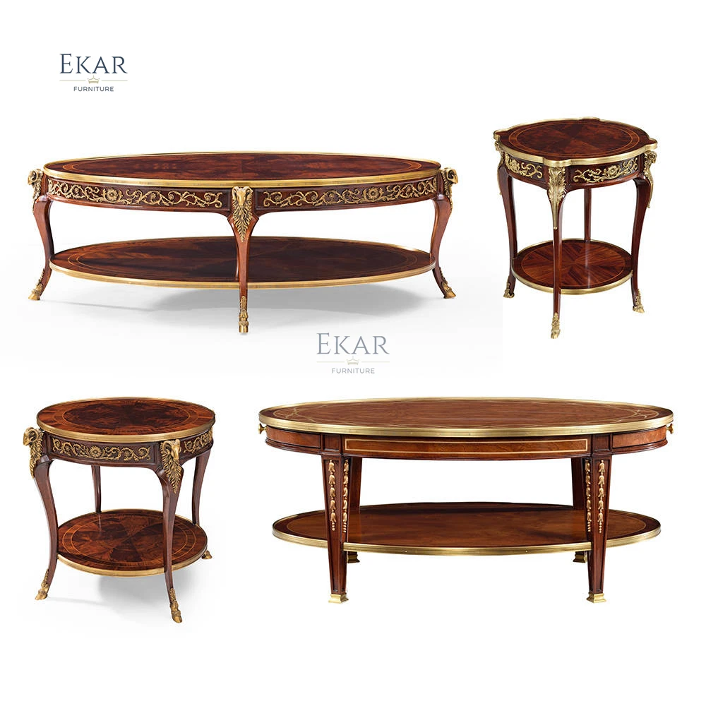 Vintage Dual Coffee Table Set: Classic Round & Rectangular Timber Tables