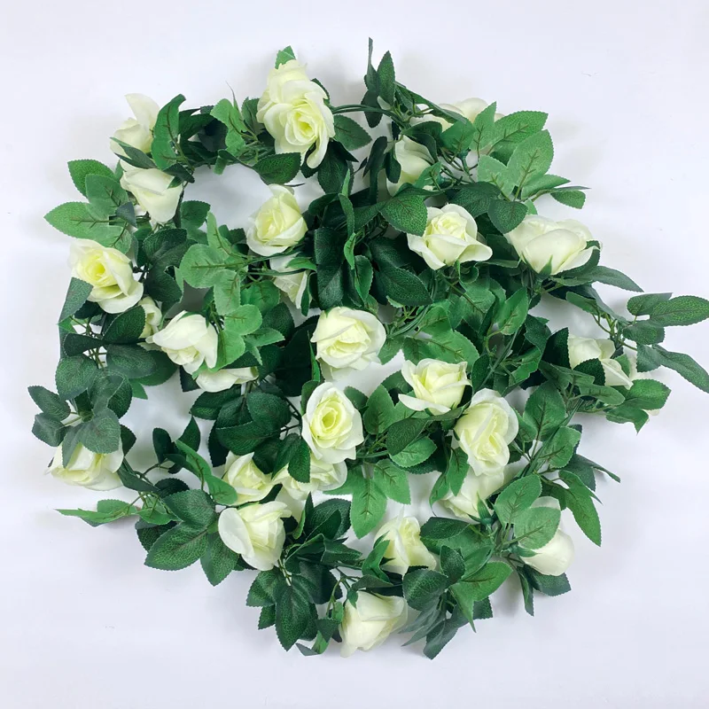 Flower Garland Rattan Rose Vine Artificial Flowers Hanging Rose Ivy Garland for Room Wall Decor