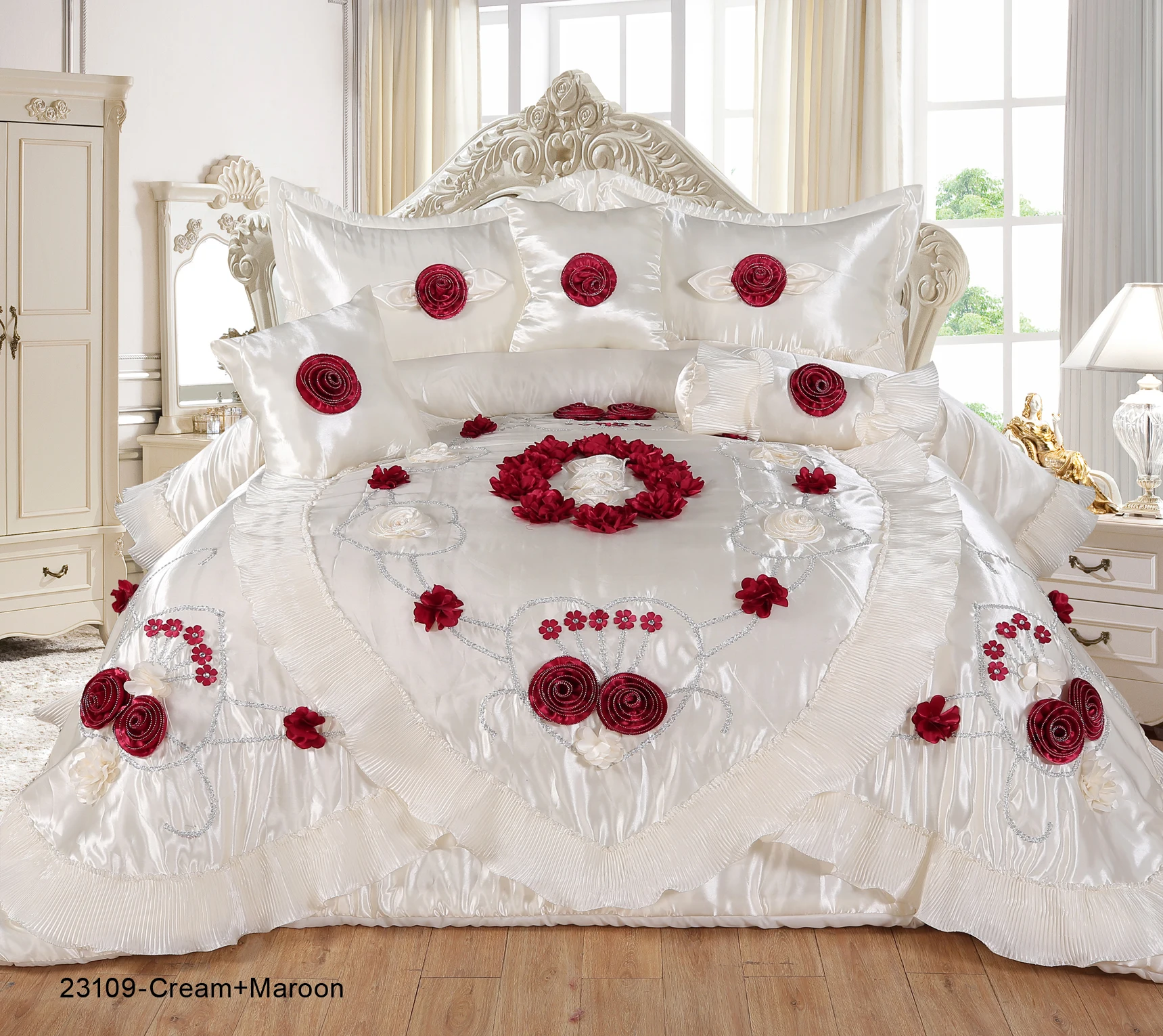 Luxury 6PC Flora Modern Bridal Bedding Set for New Home Wedding & Hotel for New Home Wedding & Hotel Wedding Duvet Gift