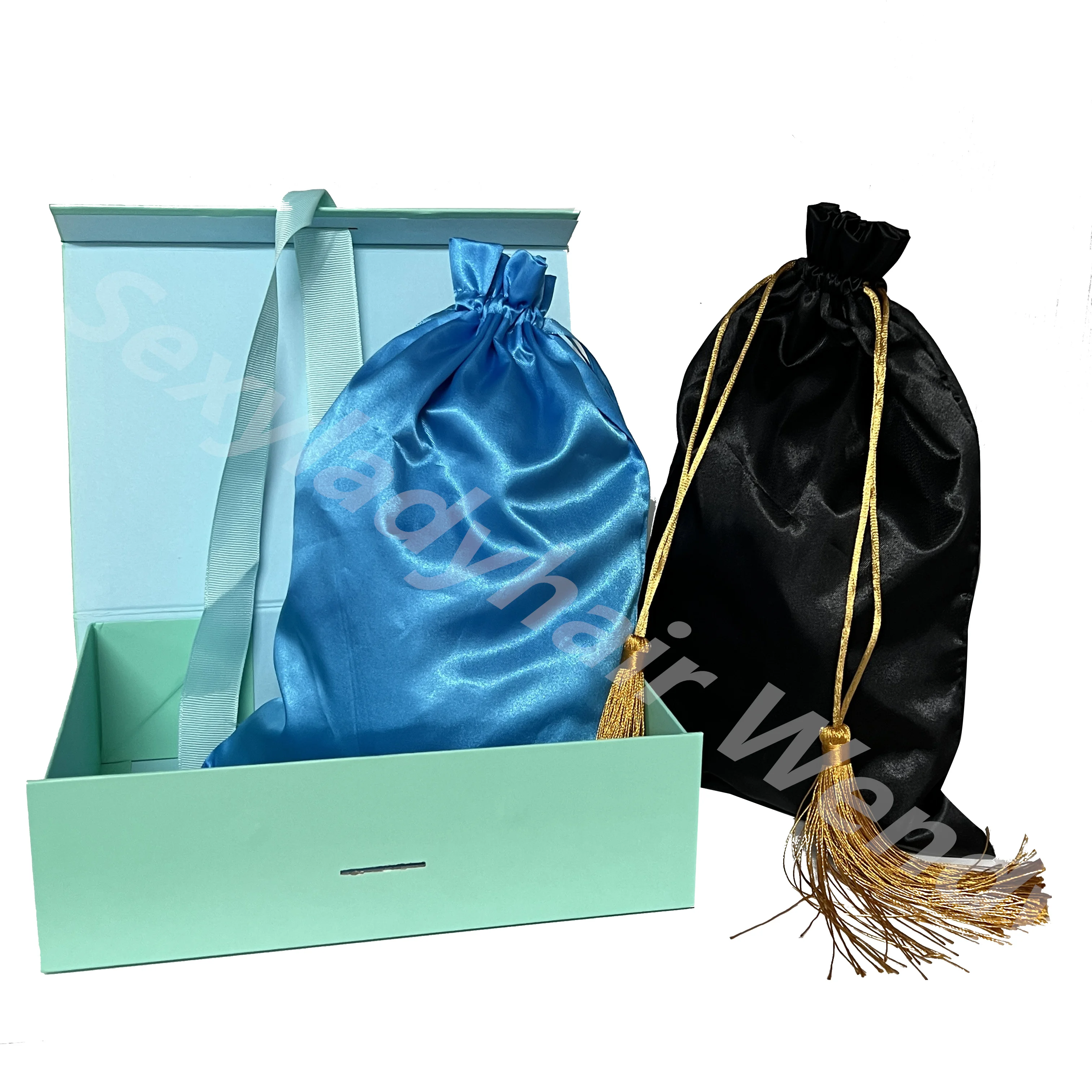 WY1 Customize Foldable Magnetic Ribbon Bow Luxury Gift Cardboard Shipping Mailer Paper Box For Wig