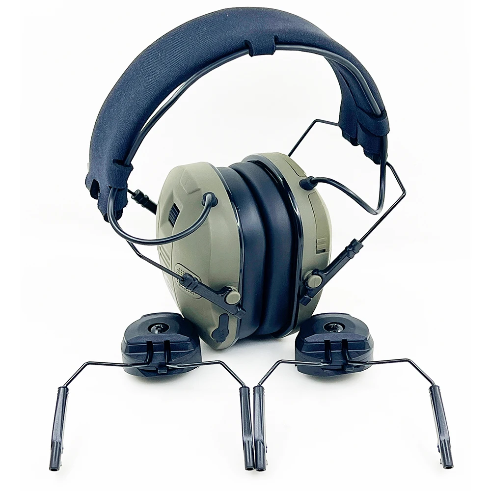 Tactical Headset Electronic Earmuffs Hearing Protection with  Fast ARC Helmet Adapter