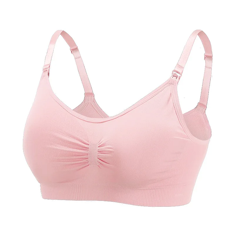 Custom Logo Wholesales Lactation Breastfeeding Pumping Pregnant Mother Front Open Wireless Wrinkled Maternity Nursing Bra