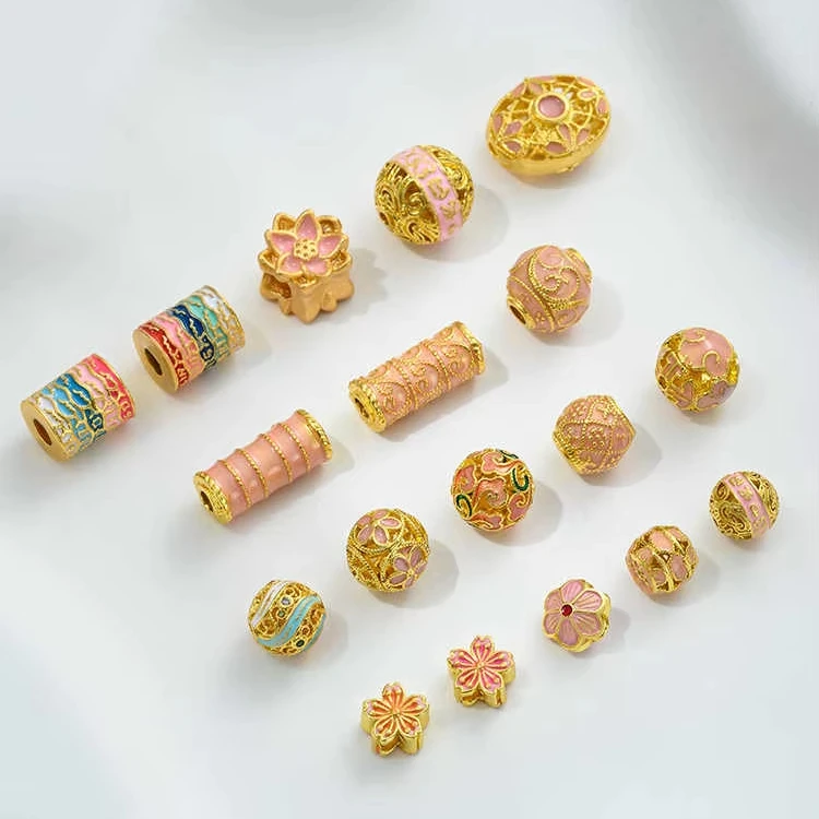Color Plated Drip Oil Cloisonne Copper Spacer Charm Beads Loose Jewelry Accessories Pendant Beaded Or Jewelry Making