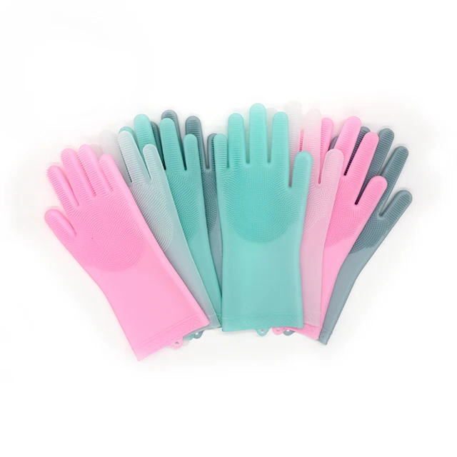 Silicone Magic Cleaning Brush Scrubber dish washing Gloves