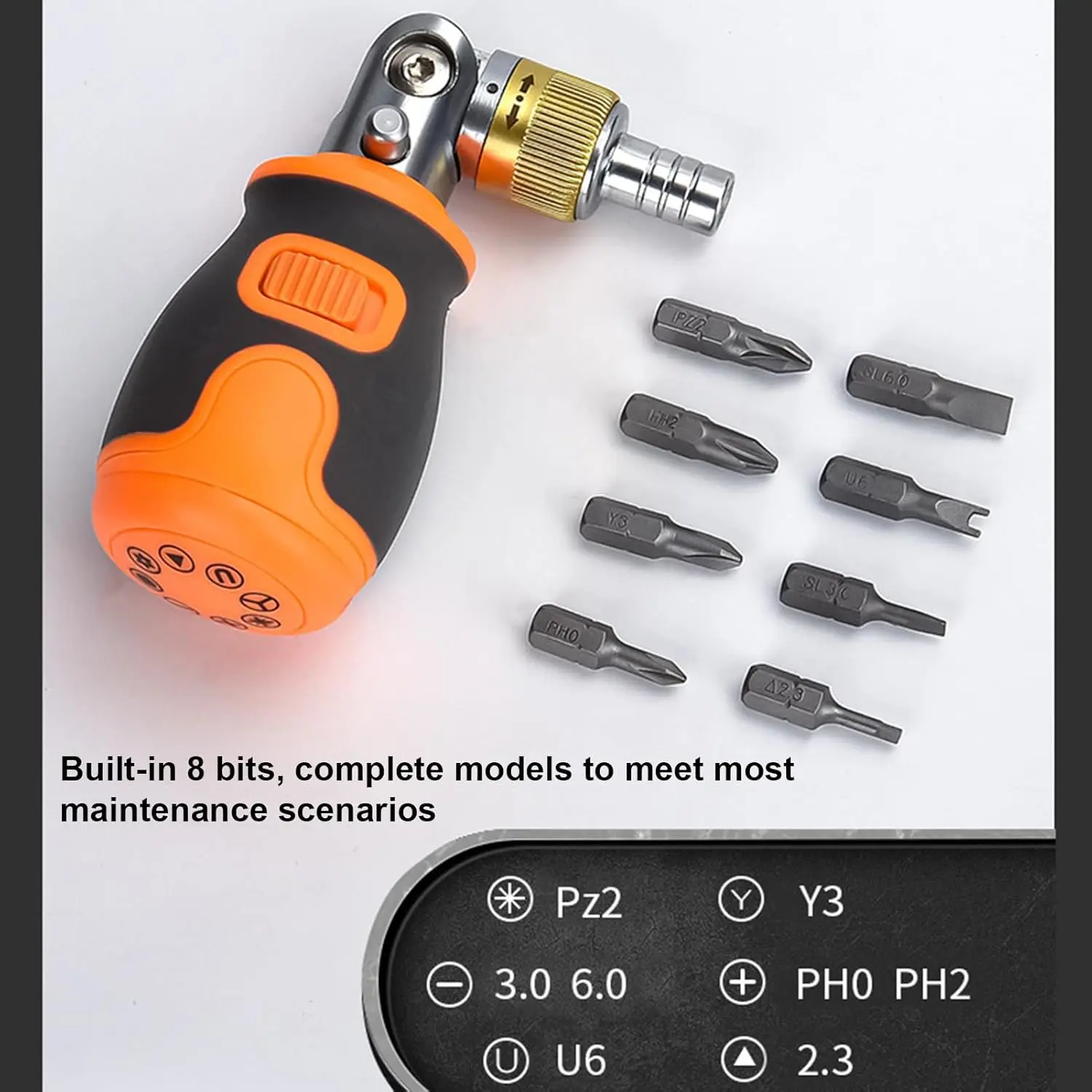 Peaktop 8 in 1 Multi-purpose Ratchet Screw-Driver Kit, Magnetic Ratcheting Wrench and Electronics Precision Screwdriver Set