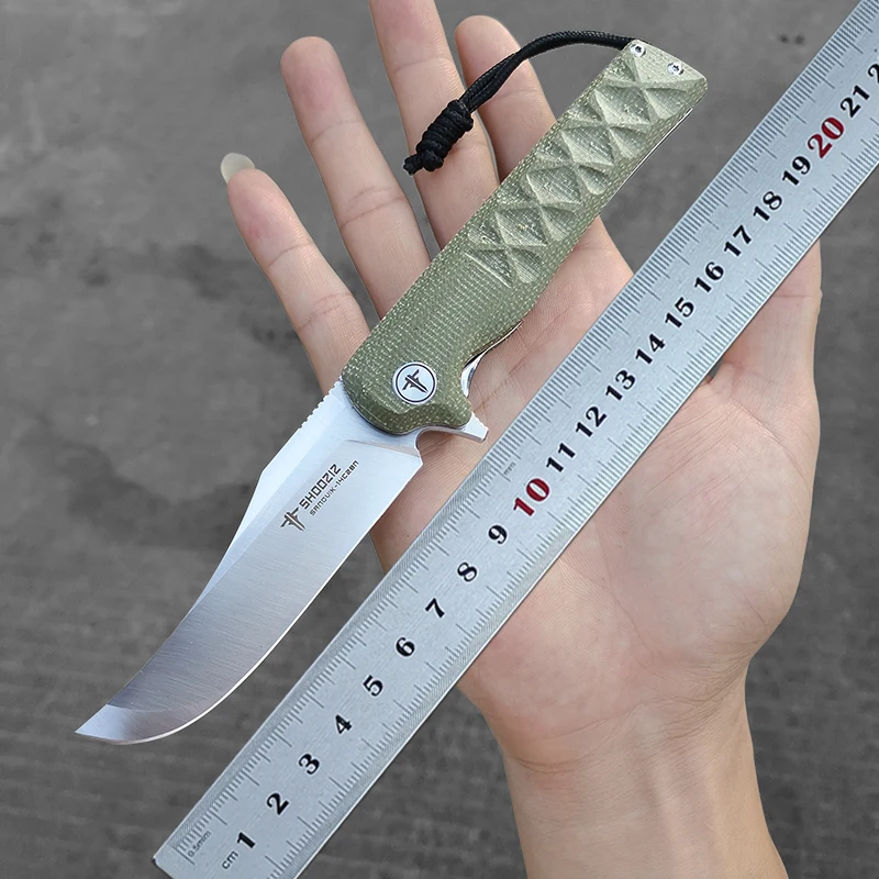 Складной нож SHOOZIZ 14C28N со стальным лезвием и флиппером, ручка из льняной микроты, карманный нож с шарикоподшипниками, походный инструмент для повседневного использования, ножи