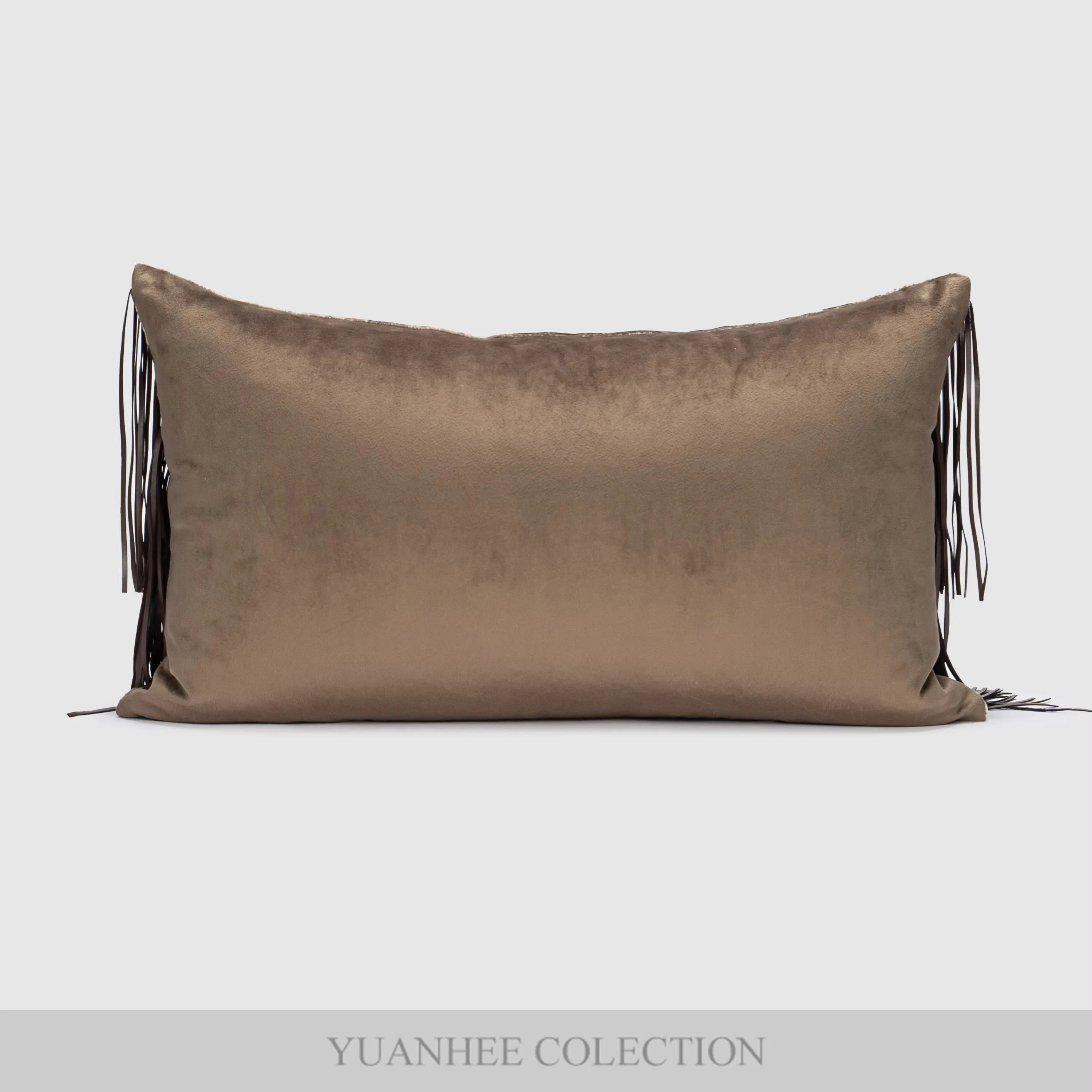 Yuanhee 30*50cm handmade leather fringe pillow cushion for hotel model room living room sofa balcony waist cushion cover